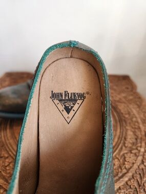 John Fluevog Slip-On Teal And Gold